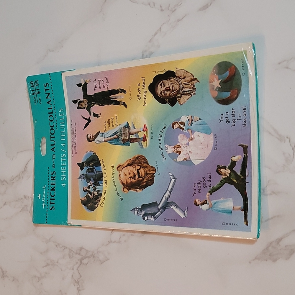 Hallmark Vintage Wizard of Oz Stickers 1994 STILL SEALED IN PACKAGE